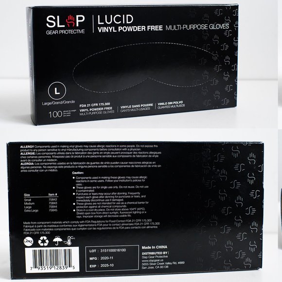 Slap Gear Protective Other - VINYL Powder Free Multi-Purpose Gloves (LUCID)